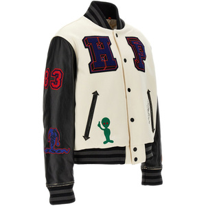 MOQ bajo personalizado chaqueta de bombardero universitario de los hombres de moda suelta estilo universitario bordado Chenille parches cuello con capucha tela - Product Image 6