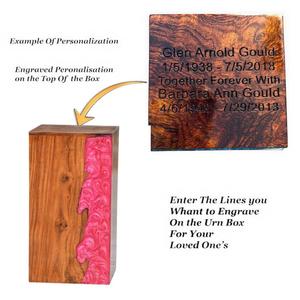 Handcrafted Wooden Cremation Urn with Pink Epoxy Resin Inlay Memorial <b>Keepsake</b> Cremation urns For Human <b>Ashes</b> - Product Image 4
