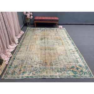 Grand tapis turc de 6,3 x 9,3 pieds, tapis persan vintage brun - Product Image 5