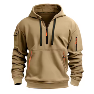 Wholesale Custom Men Cargo Sweatshirt Work Half Zip up <b>Jumper</b> Hoodie Hooded Jacket Coat Top Sale in Pakistan - Product Image 1