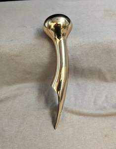 ไม้เท้าทองเหลืองแท้ทำมือขัดเงา ด้ามจับแบบดั้งเดิม ตกแต่งบ้าน ยาว 8 นิ้ว รุ่น 3 รู - Product Image 4