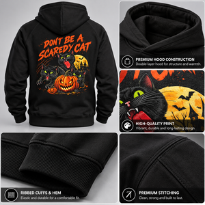 Sudadera con Capucha de Forro Polar con Estampado Gráfico Personalizado para Hombre, Diseño Casual de Gato Calabaza en la Espalda, con Bolsillo Canguro - Product Image 2