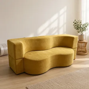 Canapé de sol deux <span class=keywords><strong>places</strong></span> de luxe écologique sans odeur, respectueux de la peau, rembourrage uniforme en éponge, anti-déformation, canapé-<span class=keywords><strong>lit</strong></span> <span class=keywords><strong>2</strong></span>-en-1 - Product Image 4