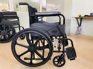 Durable Steel Frame Manual Wheelchair with Adjustable Armrests and Portable Folding Design for Hospital and Home Use for Sale - Product Image 6
