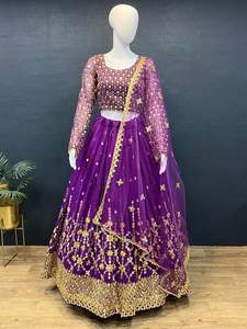 Estilo moderno hermoso elegante pesado Georgette Lehenga Choli y Dupatta con bordado lentejuelas trabajo al por mayor proveedor para la venta - Product Image 6