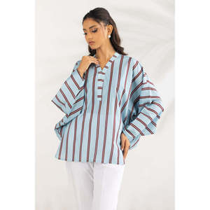 เสื้อเชิ้ตผ้าป๊อปลินพิมพ์ลายลำลอง ระบายอากาศได้ดี ดีไซน์เรียบง่ายสำหรับฤดูใบไม้ผลิ/ฤดูร้อน IPS-77455 - Product Image 4