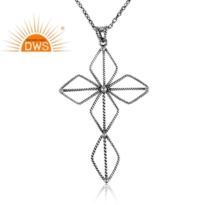 Handmade Oxidized <b>Sterling</b> <b>Silver</b> Floral Design <b>Pendant</b> Necklace Custom Jewelry For Women Gift For Her - Product Image 2