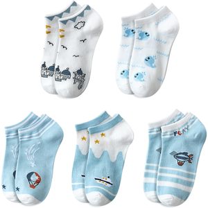 Calzini alla caviglia in cotone ricamato floreale da donna Glamorstar taglio basso 5 Pack traspirante e usa e getta con Logo Design - Product Image 2