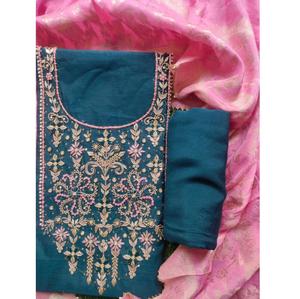 Ensemble de salwar kameez non cousu imprimé de couleur jaune, pour femmes, en coton de soie, à motifs floraux paisley, broderie respirante, pour les fêtes - Product Image 6