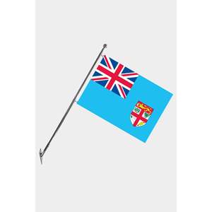 Ensemble de mât de drapeau télescopique mural Fiji avec bannières en polyester imprimées numériquement - Product Image 1