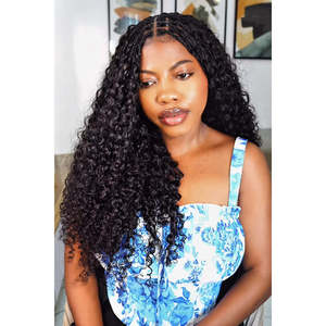 Extensions de cheveux vierges indiens humains, ondulation profonde, crochet plume, trame simple, Miracles Knots k Beth 60g - Product Image 2