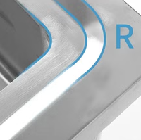Restaurantuitrusting Industriële Dubbele Tafel RVS 201/304 Zwaarbelastbaar Corrosiebestendig Gepolijste Afwerking Keuken