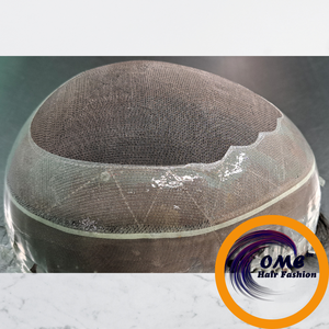 OME 100% Indien Remy sans colle respirant naturel délié confortable Mono Top PU Base dentelle avant toupet hommes vague d'eau/corps - Product Image 6