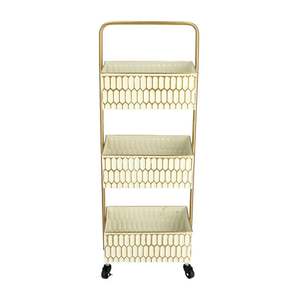 Carrito de Servicio de Metal de 3 Niveles Hecho a Mano de Primera Calidad, Diseñado con Bandeja de Vidrio para Servir Alimentos de Lujo, Aspecto Atractivo, Fácil de Transportar - Product Image 6