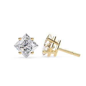 Moissanite Diamant 14K or taille princesse Stud Boucle d'oreille Perle Danglers Accessoire élégant et luxueux - Product Image 1