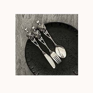 Argent Nickle Squelette Fin Conception Poignée Couverts Ensemble En Acier Inoxydable Couverts Ensembles Ustensiles De Cuisine Couverts Ensemble - Product Image 1