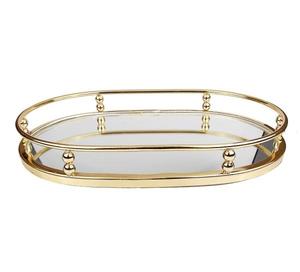 Bandeja de servicio de metal de última llegada con acentos decorados chapados en oro Bandeja de tocador para baño y utensilios de cocina - Product Image 5