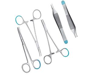Pince à laparoscopie manuelle réutilisable en acier chirurgical et plastique 12cm droite pour chirurgie générale - Product Image 1