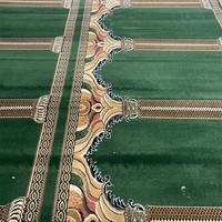 Tapis de prière personnalisé de luxe en rouleau Wilton 3D rouge antidérapant à poils longs en polypropylène avec dos en jute, 4m, pour mosquée et musulmans, à poils coupés