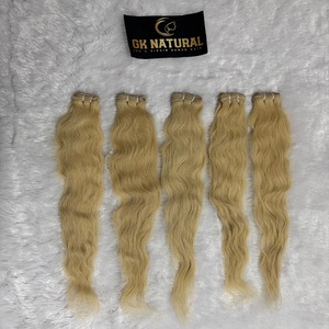 613 cheveux blonds non transformés crépus ondulés cheveux indiens aucune perte Remy indien un Doner vierge Machine Double trame cheveux humains - Product Image 4
