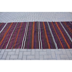 Tapis turc vintage de grande surface traditionnel brun 4.8 X 12.4ft motif patchwork laine matériau latex pour chambre d'adolescent couloir - Product Image 3