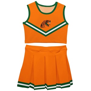 Florida A & M University Rattlers Youth Cheerleader Set Naranja Sin mangas Juego Día Traje Transpirable Lana Ecológico - Product Image 1