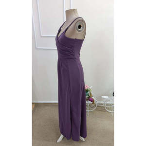 Women's Spaghetti Strap Wrap Neck Slit <b>Long</b> Imported Crepe Dress, 33223 - Product Image 5