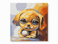 Kit de peinture par numéros animaux DIY, toile acrylique, motif chat et chiot, carré, pour décoration intérieure
