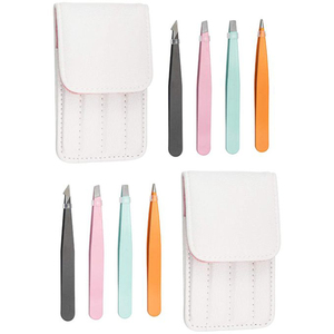 Kit de pinces à sourcils professionnelles pour femmes 4 pièces épilation faciale incarnée pince à épiler inclinée avec pointe pointue - Product Image 5