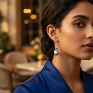 Pendientes de Plata de Ley 925 con Perlas y Piedras Preciosas, Joyería Exquisita para Mujer - Product Image 2