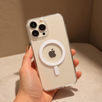 Étui de protection antichoc transparent magnétique en TPU+PC pour téléphone portable avec anneau magnétique