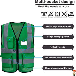 Chaleco reflectante de seguridad para el trabajo de construcción de alta visibilidad, chaleco reflectante reflector de alta visibilidad con bolsillos - Product Image 3
