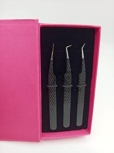 คีมหนีบขนตาสีดำด้านทำจากสแตนเลส45/90องศาพร้อมกล่องใส่การ์ดแบบแบนขายส่ง - Product Image 2