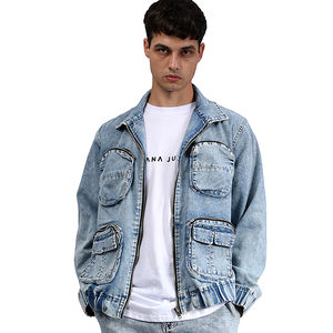 Chaqueta de cuero para hombre para motorista, piel de cordero genuina desgastada, material de alta calidad, precio al por mayor - Product Image 1