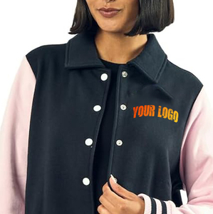 Vente chaude Varsity Vestes Sport Baseball Veste Nouveaux Vêtements De Mode Élégant Rose Manches Letterman Vestes pour Femmes - Product Image 4