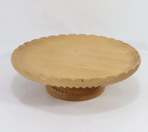 Soporte de pastel de madera rústica Pedestal redondo sólido alto Cumpleaños Boda Postre Cupcake Snack Display Soporte de pastel de madera - Product Image 1