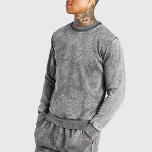 Haute qualité surdimensionné lavage à l'acide t-shirt ensemble court personnalisé hommes deux pièces sérigraphie respirant épais coton pour - Product Image 4