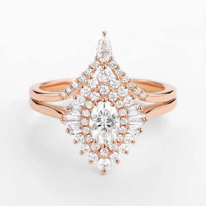 Elegant Vintage Floral Halo Moissanite Lab Created Wedding <b>Ring</b> Set Elegant Oval Cut Fine Jewelry for Parties and Anniversaries - Product Image 1