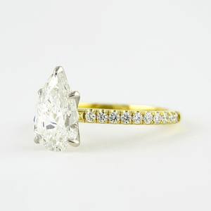 Anillo de Compromiso con Diamante de Corte Pera de 1.0CT Cultivado en Laboratorio, Oro Sólido de 18K, Anillo de Bodas Chapado en Oro, Certificado IGI, Regalo de Aniversario, Fiesta - Product Image 1