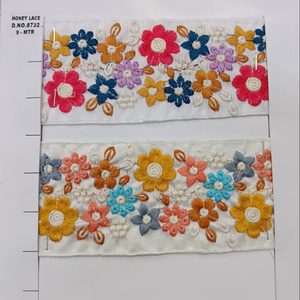 Encaje bordado floral colorido con detalles intrincados para ropa de novia Accesorios de moda Zapatos Bolsos Estilo de negocios elegante - Product Image 1