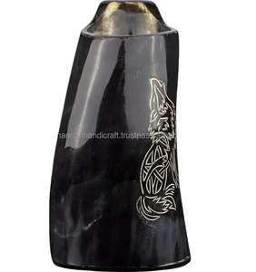 แก้วน้ำทรงแตรไวกิ้ง ลายสัตว์ นางฟ้า ดีไซน์ทำมือ เป็นมิตรกับสิ่งแวดล้อม ของตกแต่งบ้าน แก้วเบียร์ ขนาดปรับแต่งได้ ทำจากเขาควายแท้ คุณภาพสูง - Product Image 5