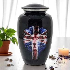 Urne commémorative en laiton émaillé drapeau britannique pour cendres adultes crémation patriotique conteneur funéraire Style américain en gros - Product Image 1