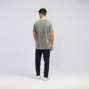 Camiseta Vintage lavada con ácido para hombre, logotipo personalizado, bordado, peso pesado, 100% algodón, función ligera de gran tamaño, estampado de bambú corto, cualquiera - Product Image 2