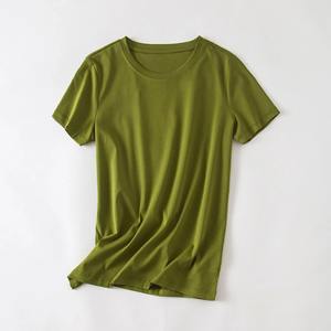 Camiseta de Jersey para Mujer, Verano 2025, Cuello Alto, Media Manga, Casual, Lisa, Ecológica, Transpirable, Corte Regular, Talla Grande - Product Image 5