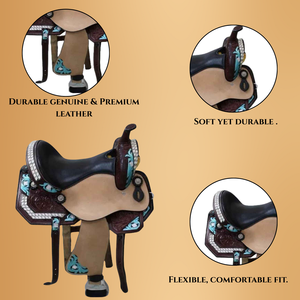 Selle de cheval Western Pleasure Trail Selle de cow-boy en cuir avec arbre en bois pour l'équitation selle de cheval - Product Image 4