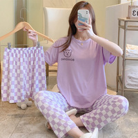 Nouvel Ensemble Trois Pièces d'Été Chaud pour Femme, Version Coréenne, Vêtements de Maison Décontractés, Pyjama Pantalon à Taille Élastique et Manches Courtes