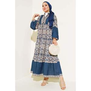 Robe à demi-boutons à superpositions Bleu Marine - Product Image 3