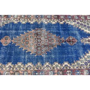 Alfombra de 3.8x7.4 pies, Alfombra Turca Vintage, Alfombra con Estampado Animal Azul - Product Image 5