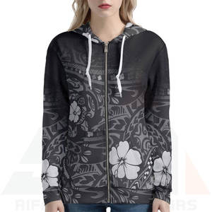 Sweat-shirt pour femme, style décontracté, mode d'hiver, tenue de voyage, style insulaire haut de gamme, imprimé floral en tissu éponge, art de tatouage sur le devant - Product Image 3