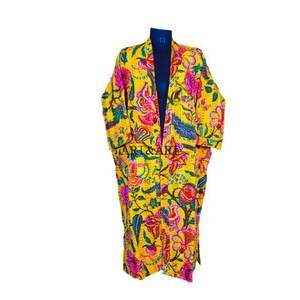 Women's Cotton Kantha Kimono Elegant Floral Printed Winter Coat Bridesmaid's Beach House Wrap <b>Dress</b> Summer <b>Thermal</b> Spring - Product Image 2